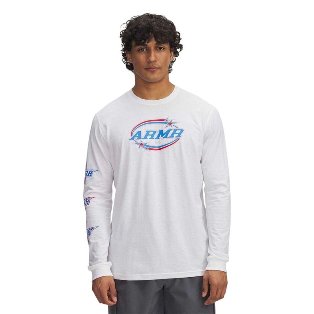 Under Armour Mens Stacked Stars Long-Sleeved T-Shirt / White